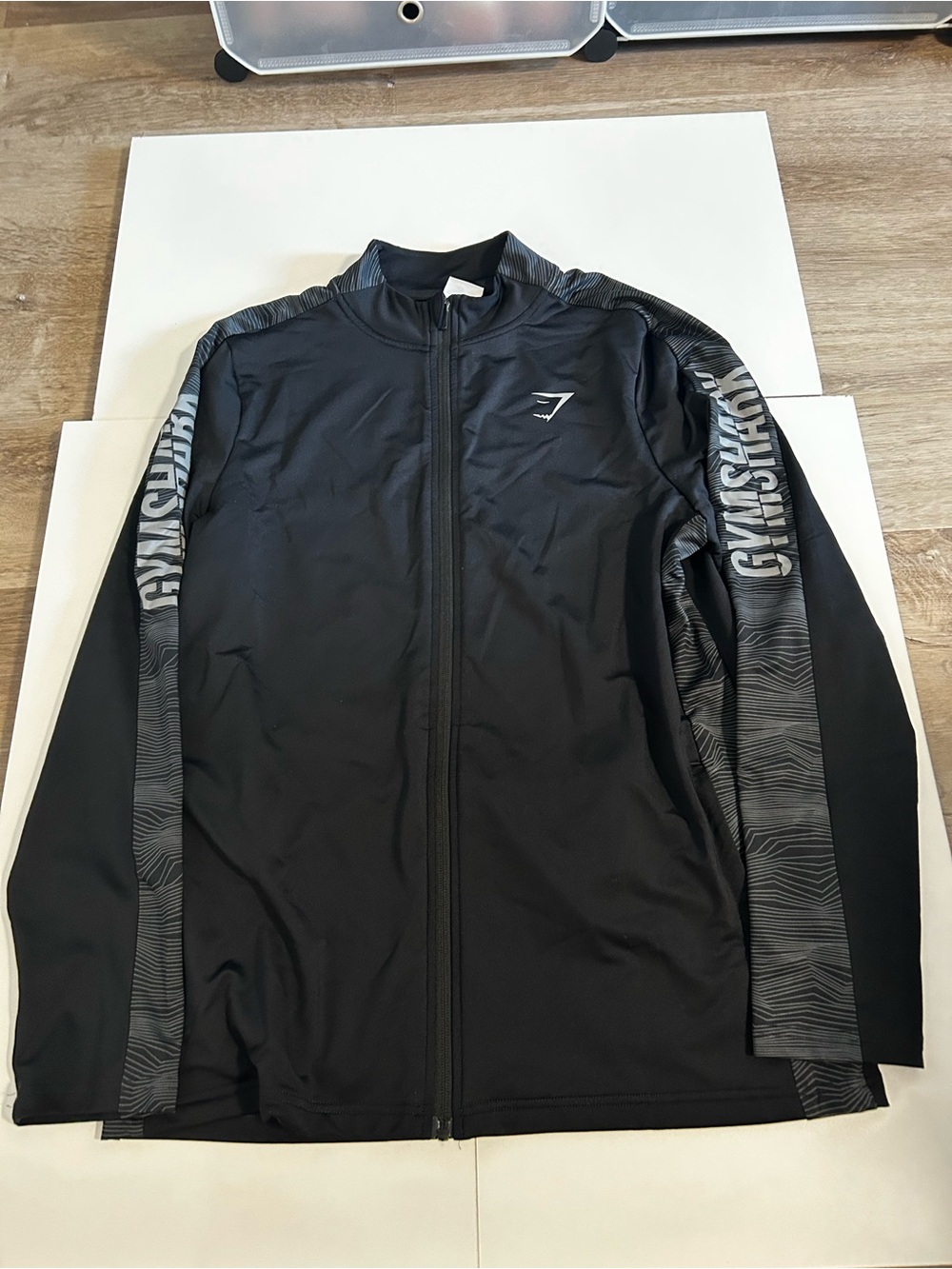 Gymshark Black Lightweight Full-Zip Training Jacket with Gray Accent Panels